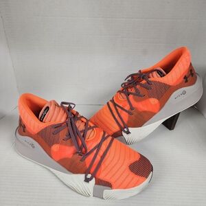 Mens Under Armour Anatomix Spawn Low Orange Athletic Basketball Shoes Size 13